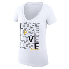 Pittsburgh Pirates G-III 4Her by Carl Banks Women's Super-Slim Fit Lightweight Love Graphic Team V-Neck T-Shirt - White
