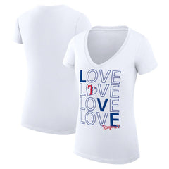Texas Rangers G-III 4Her by Carl Banks Women's Super-Slim Fit Lightweight Love Graphic Team V-Neck T-Shirt - White