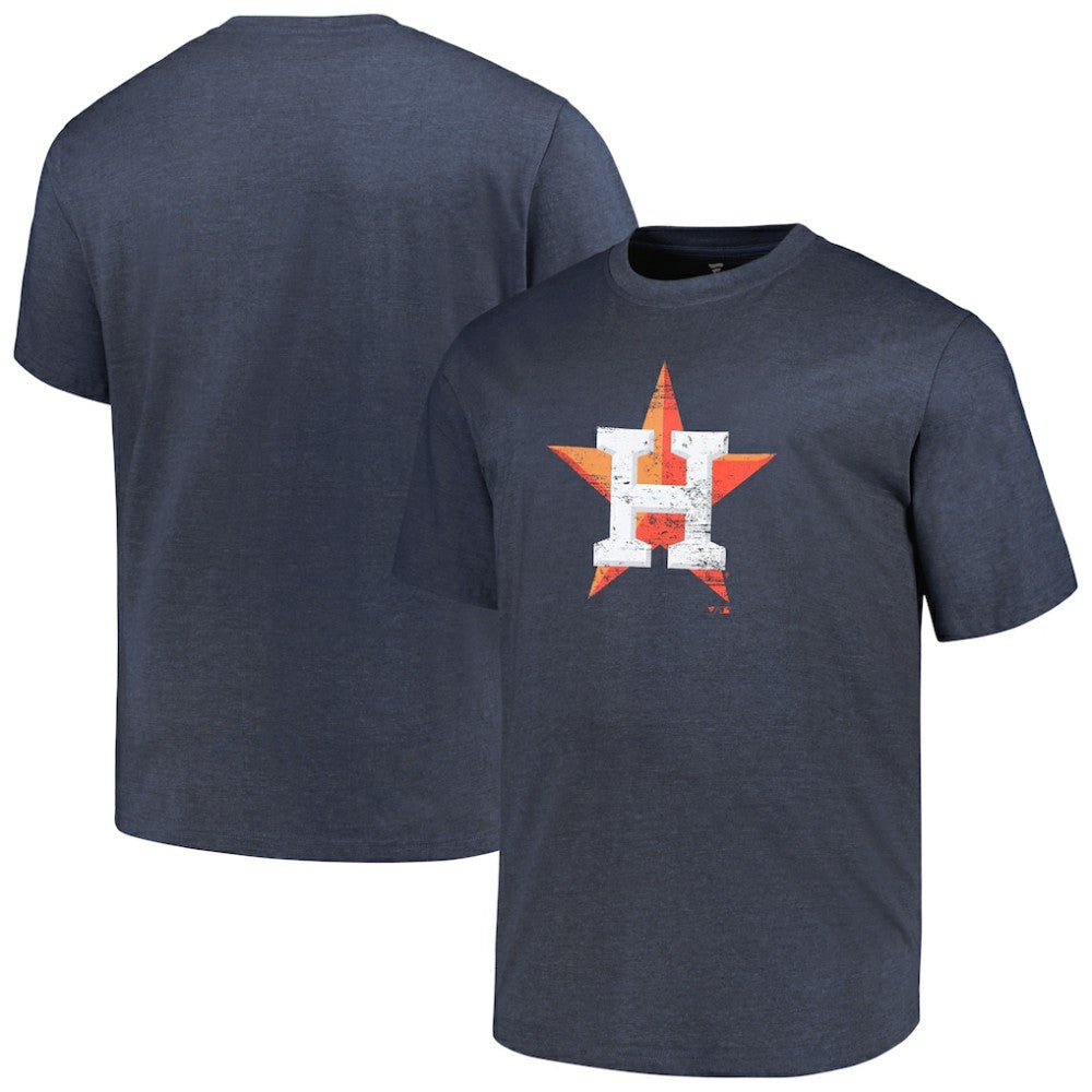 Houston Astros Profile Big & Tall Weathered Logo T-Shirt - Heather Navy