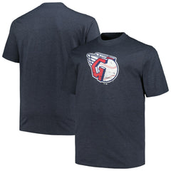 Cleveland Guardians Profile Big & Tall Weathered Logo T-Shirt - Heather Navy