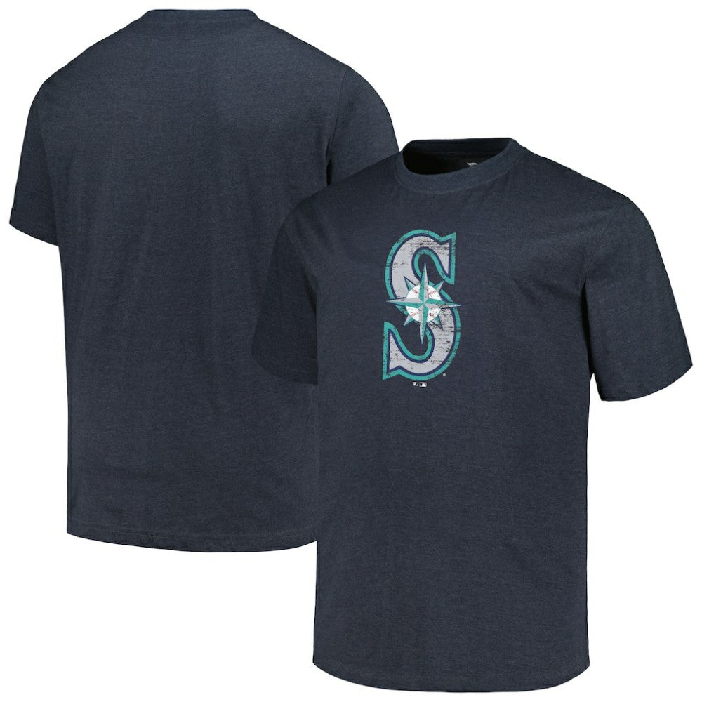 Seattle Mariners Profile Big & Tall Weathered Logo T-Shirt - Heather Navy