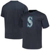 Seattle Mariners Profile Big & Tall Weathered Logo T-Shirt - Heather Navy