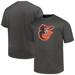 Baltimore Orioles Profile Big & Tall Weathered Logo T-Shirt - Heather Black