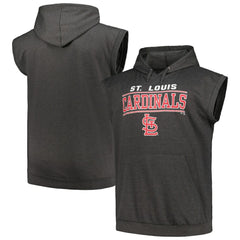 St. Louis Cardinals Profile Big & Tall Muscle Sleeveless Pullover Hoodie - Heather Charcoal