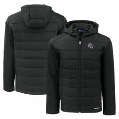 NFL Detroit Lions Cutter & Buck Helmet Evoke Hybrid Eco Softshell Recycled Full-Zip Hoodie Jacket