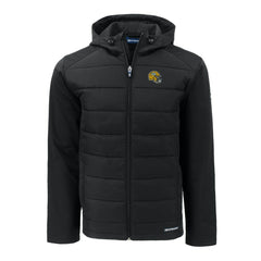 NFL Green Bay Packers Cutter & Buck Helmet Evoke Hybrid Eco Softshell Recycled Full-Zip Hoodie Jacket
