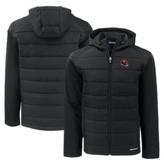 NFL Washington Commanders Cutter & Buck Helmet Evoke Hybrid Eco Softshell Recycled Full-Zip Hoodie Jacket