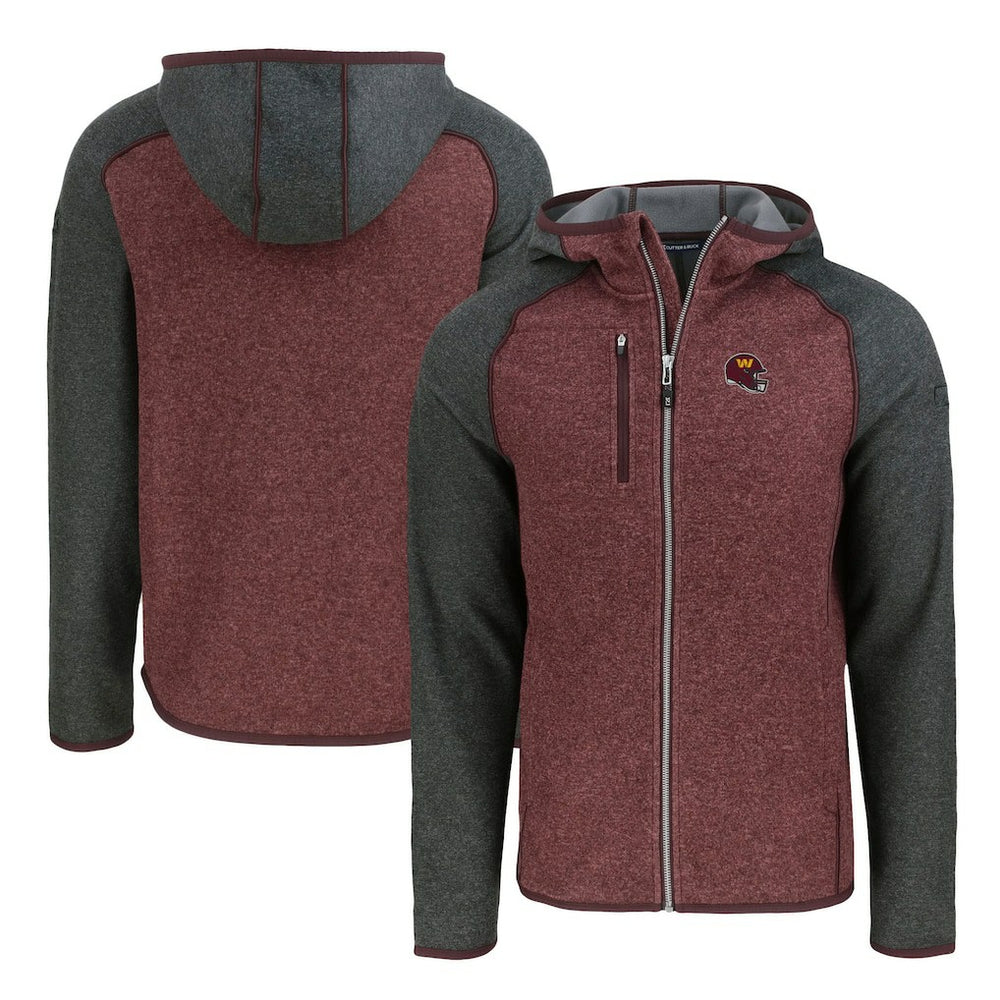 NFL Washington Commanders Cutter & Buck Helmet Mainsail Sweater-Knit Full-Zip Hoodie