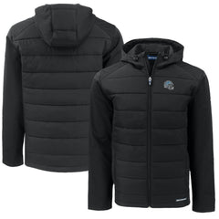 NFL Detroit Lions Cutter & Buck Helmet Big & Tall Evoke Hybrid Eco Softshell Recycled Full-Zip Hoodie Jacket