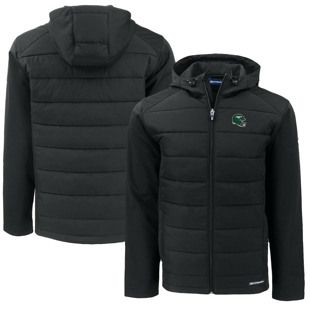 NFL New York Jets Cutter & Buck Helmet Big & Tall Evoke Hybrid Eco Softshell Recycled Full-Zip Jacket