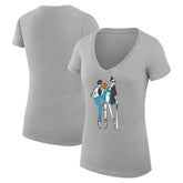 Miami Marlins G-III 4Her by Carl Banks Women's Super-Slim Fit Lightweight Baseball V-Neck T-Shirt - Heather Gray