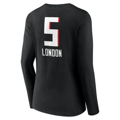 NFL Atlanta Falcons Drake London Women's Team Wordmark Player Name & Number Long Sleeve V-Neck T-Shirt