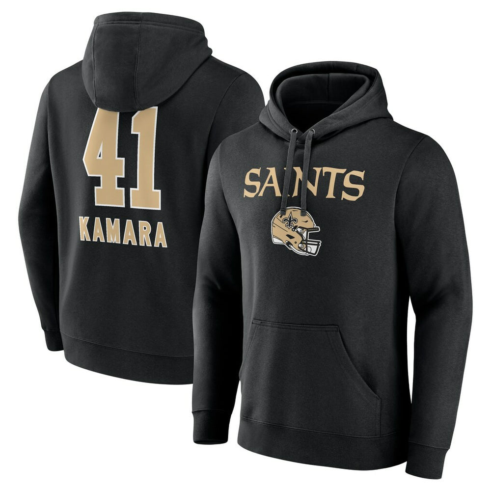 NFL New Orleans Saints Alvin Kamara Team Wordmark Player Name & Number Pullover Hoodie