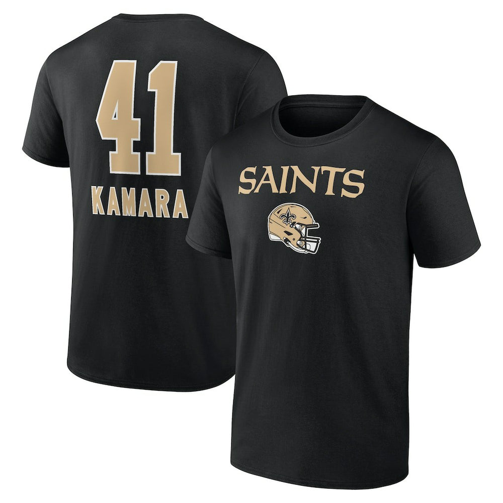 NFL New Orleans Saints Alvin Kamara Team Wordmark Player Name & Number T-Shirt