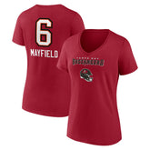 NFL Tampa Bay Buccaneers Baker Mayfield Women's Team Wordmark Player Name & Number V-Neck T-Shirt