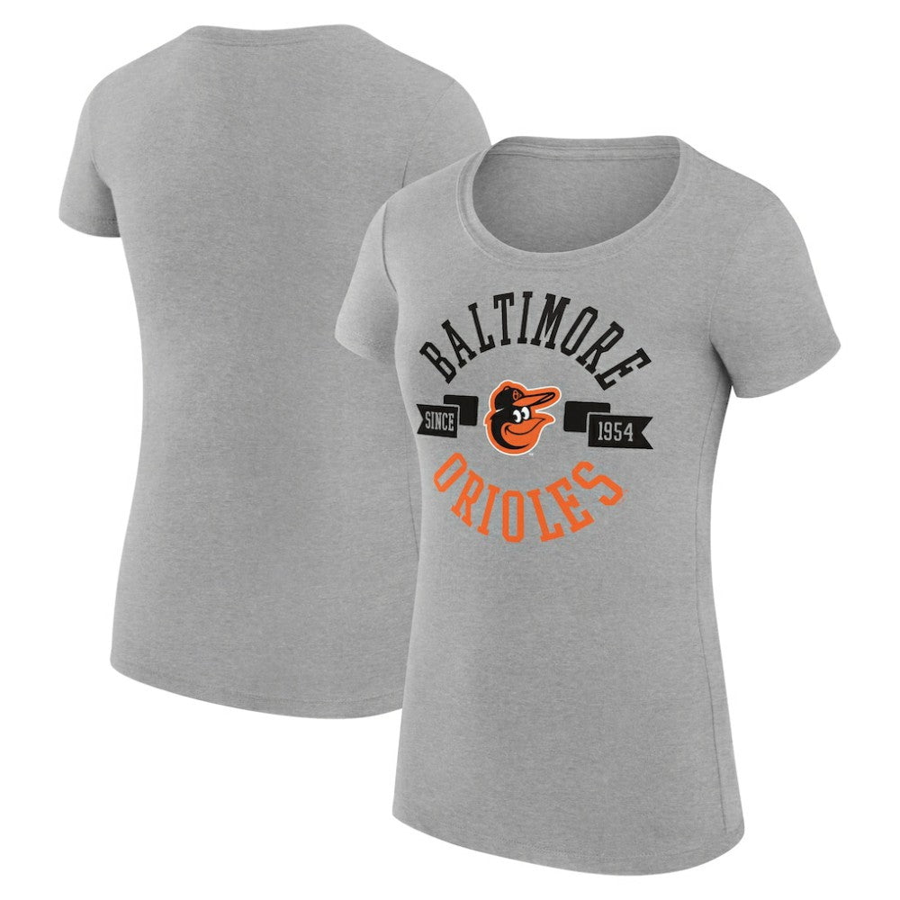 Baltimore Orioles G-III 4Her by Carl Banks Women's Super-Slim Fit Lightweight City Graphic T-Shirt - Heather Gray