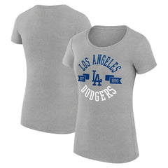 Los Angeles Dodgers G-III 4Her by Carl Banks Women's Super-Slim Fit Lightweight City Graphic T-Shirt - Heather Gray