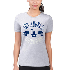 Los Angeles Dodgers G-III 4Her by Carl Banks Women's Super-Slim Fit Lightweight City Graphic T-Shirt - Heather Gray