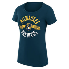 Milwaukee Brewers G-III 4Her by Carl Banks Women's Super-Slim Fit Lightweight City Graphic T-Shirt - Navy