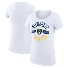 Milwaukee Brewers G-III 4Her by Carl Banks Women's Super-Slim Fit Lightweight City Graphic T-Shirt - White