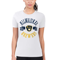 Milwaukee Brewers G-III 4Her by Carl Banks Women's Super-Slim Fit Lightweight City Graphic T-Shirt - White