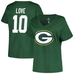 NFL Green Bay Packers Jordan Love Women's Plus Size Name & Number V-Neck T-Shirt