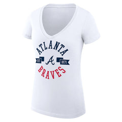 Atlanta Braves G-III 4Her by Carl Banks Women's Super-Slim Fit Lightweight City Graphic V-Neck T-Shirt - White