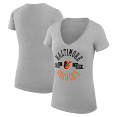 Baltimore Orioles G-III 4Her by Carl Banks Women's Super-Slim Fit Lightweight City Graphic V-Neck T-Shirt - Heather Gray