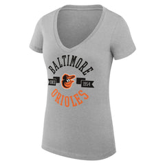 Baltimore Orioles G-III 4Her by Carl Banks Women's Super-Slim Fit Lightweight City Graphic V-Neck T-Shirt - Heather Gray