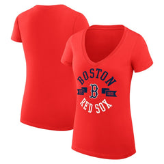 Boston Red Sox G-III 4Her by Carl Banks Women's Super-Slim Fit Lightweight City Graphic V-Neck T-Shirt - Red