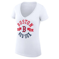 Boston Red Sox G-III 4Her by Carl Banks Women's Super-Slim Fit Lightweight City Graphic V-Neck T-Shirt - White