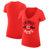 Cincinnati Reds G-III 4Her by Carl Banks Women's Super-Slim Fit Lightweight City Graphic V-Neck T-Shirt - Red