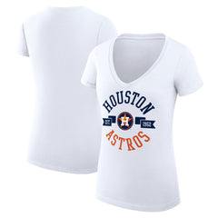 Houston Astros G-III 4Her by Carl Banks Women's Super-Slim Fit Lightweight City Graphic V-Neck T-Shirt - White