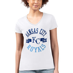 Kansas City Royals G-III 4Her by Carl Banks Women's Super-Slim Fit Lightweight City Graphic V-Neck T-Shirt - White