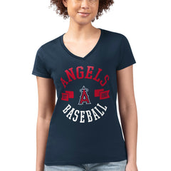 Los Angeles Angels G-III 4Her by Carl Banks Women's Super-Slim Fit Lightweight City Graphic V-Neck T-Shirt - Navy