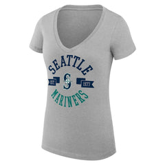 Seattle Mariners G-III 4Her by Carl Banks Women's Super-Slim Fit Lightweight City Graphic V-Neck T-Shirt - Heather Gray