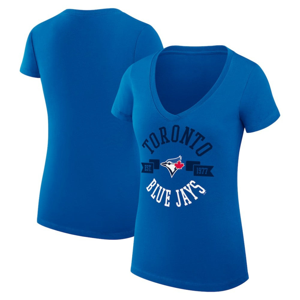 Toronto Blue Jays G-III 4Her by Carl Banks Women's Super-Slim Fit Lightweight City Graphic V-Neck T-Shirt - Royal