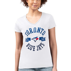 Toronto Blue Jays G-III 4Her by Carl Banks Women's Super-Slim Fit Lightweight City Graphic V-Neck T-Shirt - White