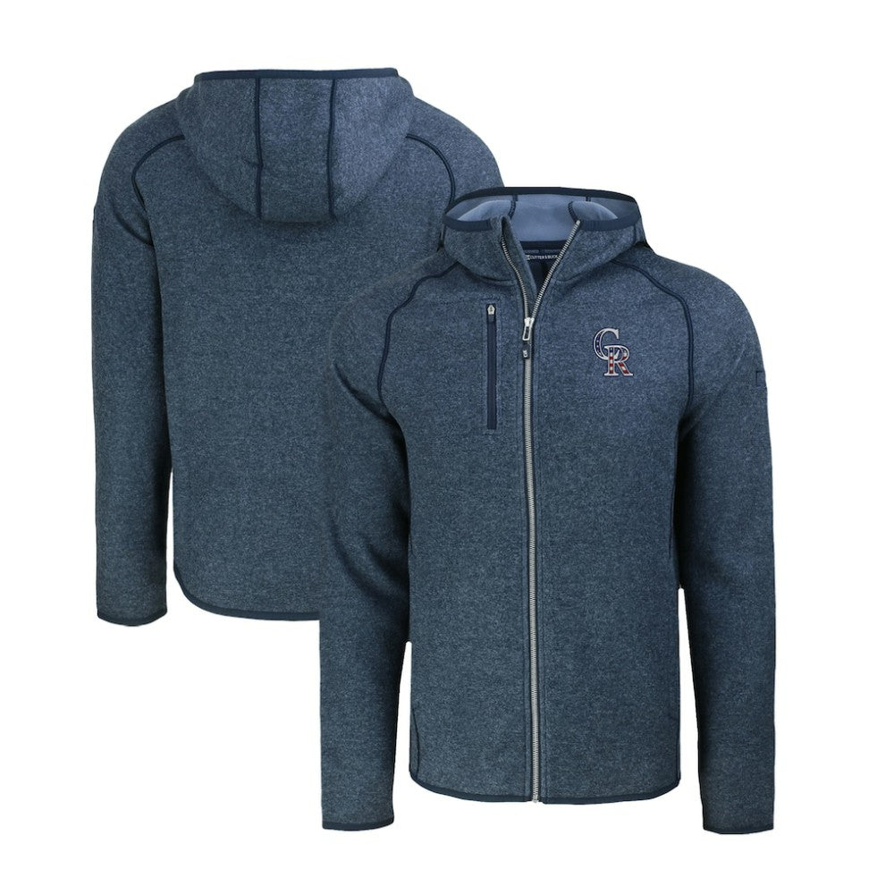 Colorado Rockies Cutter & Buck Stars & Stripes Mainsail Sweater-Knit Full-Zip Hoodie - Heather Navy