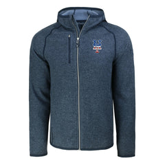New York Mets Cutter & Buck Stars & Stripes Mainsail Sweater-Knit Full-Zip Hoodie - Heather Navy