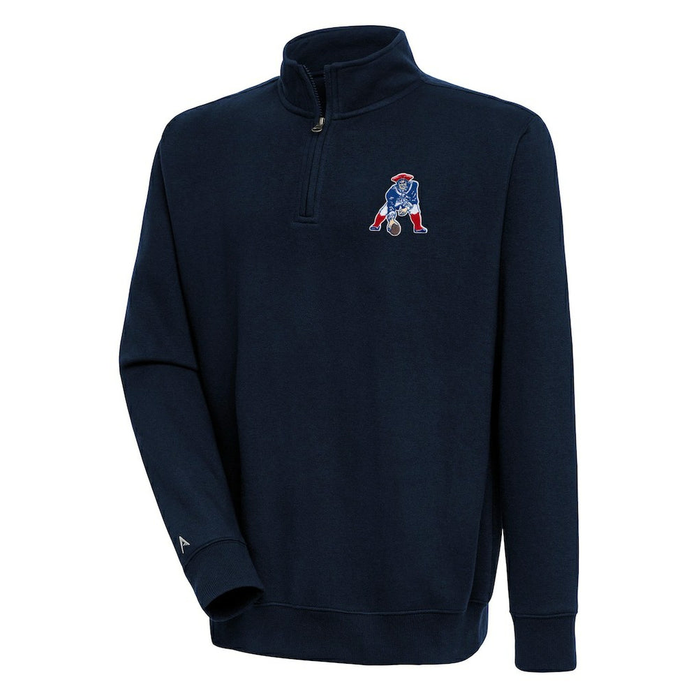 NFL New England Patriots Adult Throwback Logo Victory Quarter-Zip Pullover Top