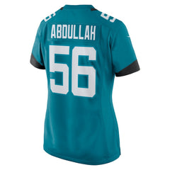 NFL Jacksonville Jaguars Yasir Abdullah Women's Team Game Jersey
