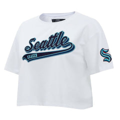 Seattle Kraken Pro Standard Women's Boxy Script Tail Cropped T-Shirt