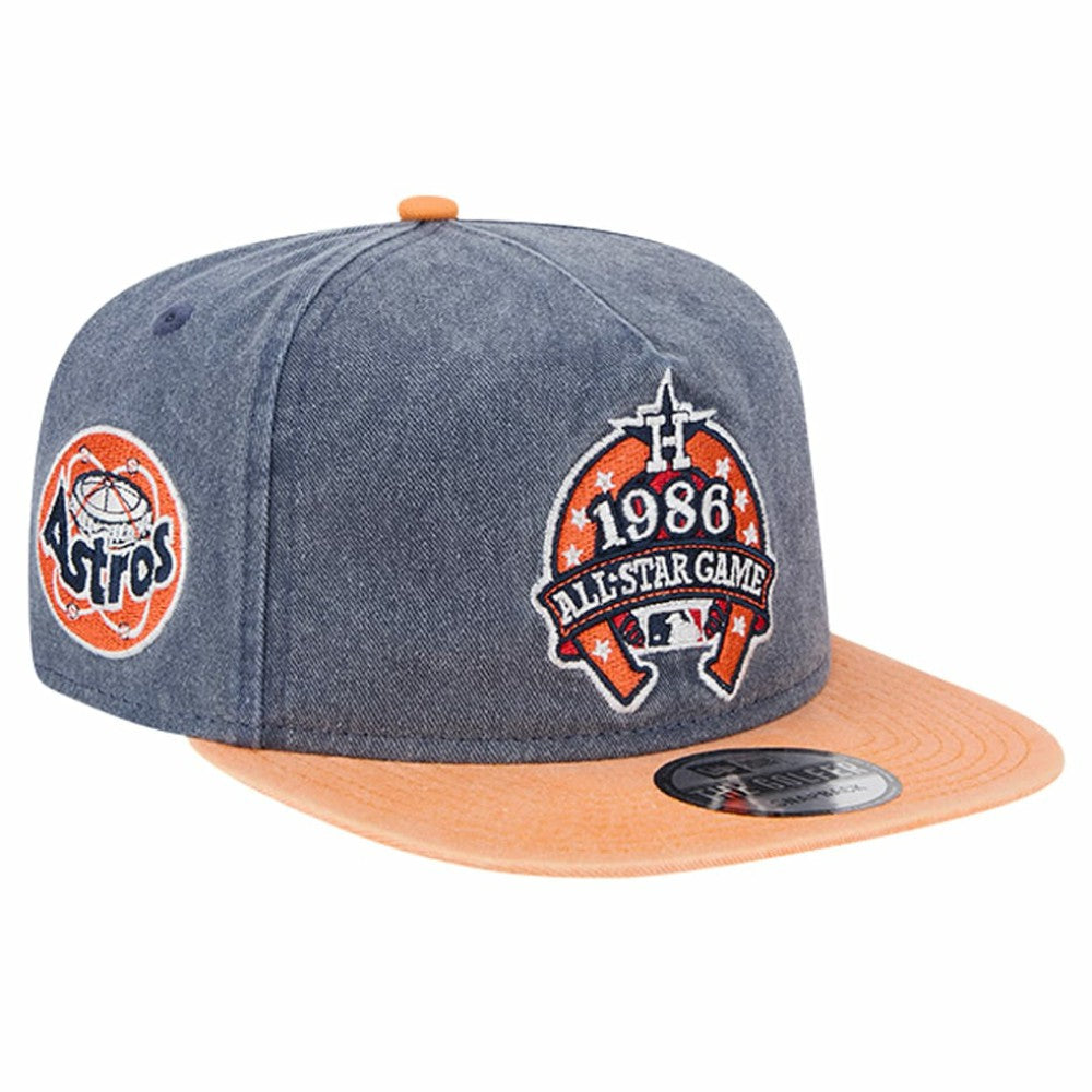 Houston Astros 1986 MLB All-Star Game Pigment Dye Golfer Snapback Hat - Navy/Orange | New Era
