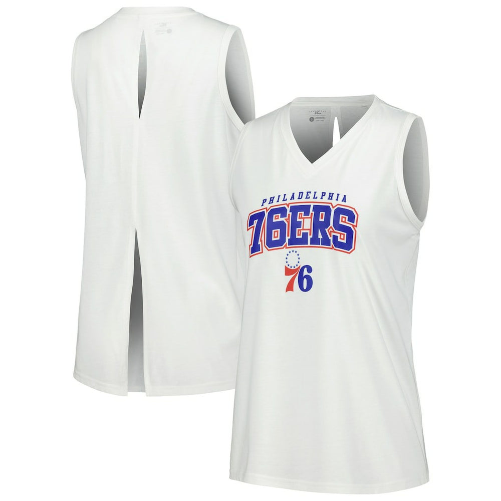 Philadelphia 76ers Levelwear Women's Paisley Peekaboo Tank Top - White for sale