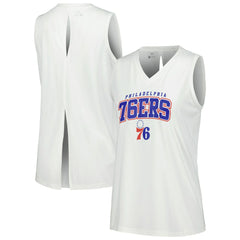 Philadelphia 76ers Levelwear Women's Paisley Peekaboo Tank Top - White for sale