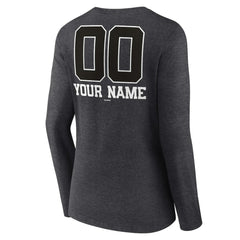 Philadelphia Phillies Women's Personalized Monochrome Name & Number Long Sleeve V-Neck T-Shirt - Charcoal