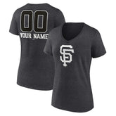 San Francisco Giants Women's Personalized Monochrome Name & Number V-Neck T-Shirt - Charcoal