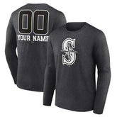 Seattle Mariners Personalized Monochrome Name & Number Long Sleeve T-Shirt - Charcoal