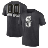 Seattle Mariners Personalized Monochrome Name & Number T-Shirt - Charcoal